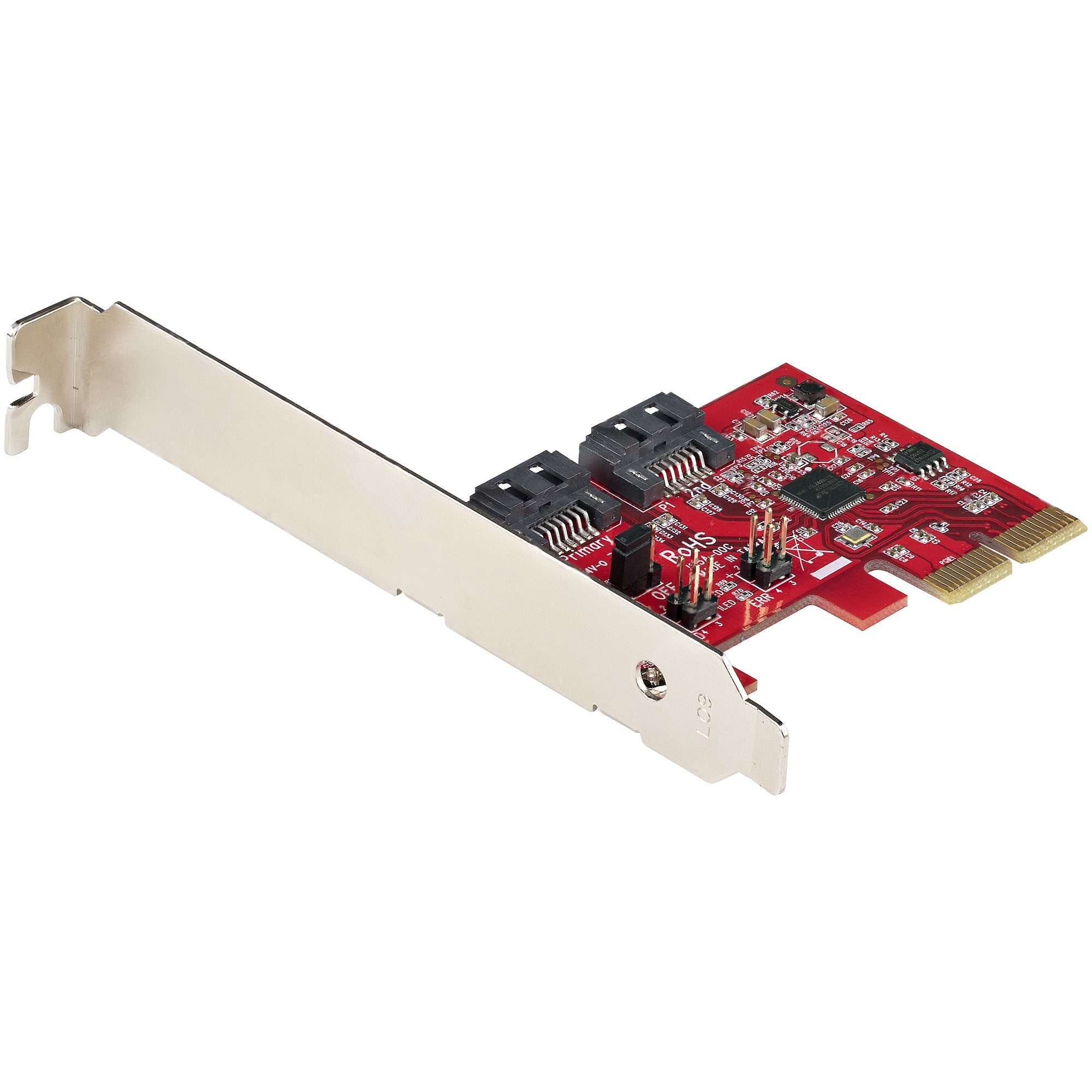 StarTech.com 2 Port PCIe SATA Expansion Card - 6Gbps - Full/Low Profile - PCI Express to SATA Adapter/Controller - ASM1062R SATA RAID - PCIe to SATA Converter Lagringskontrol