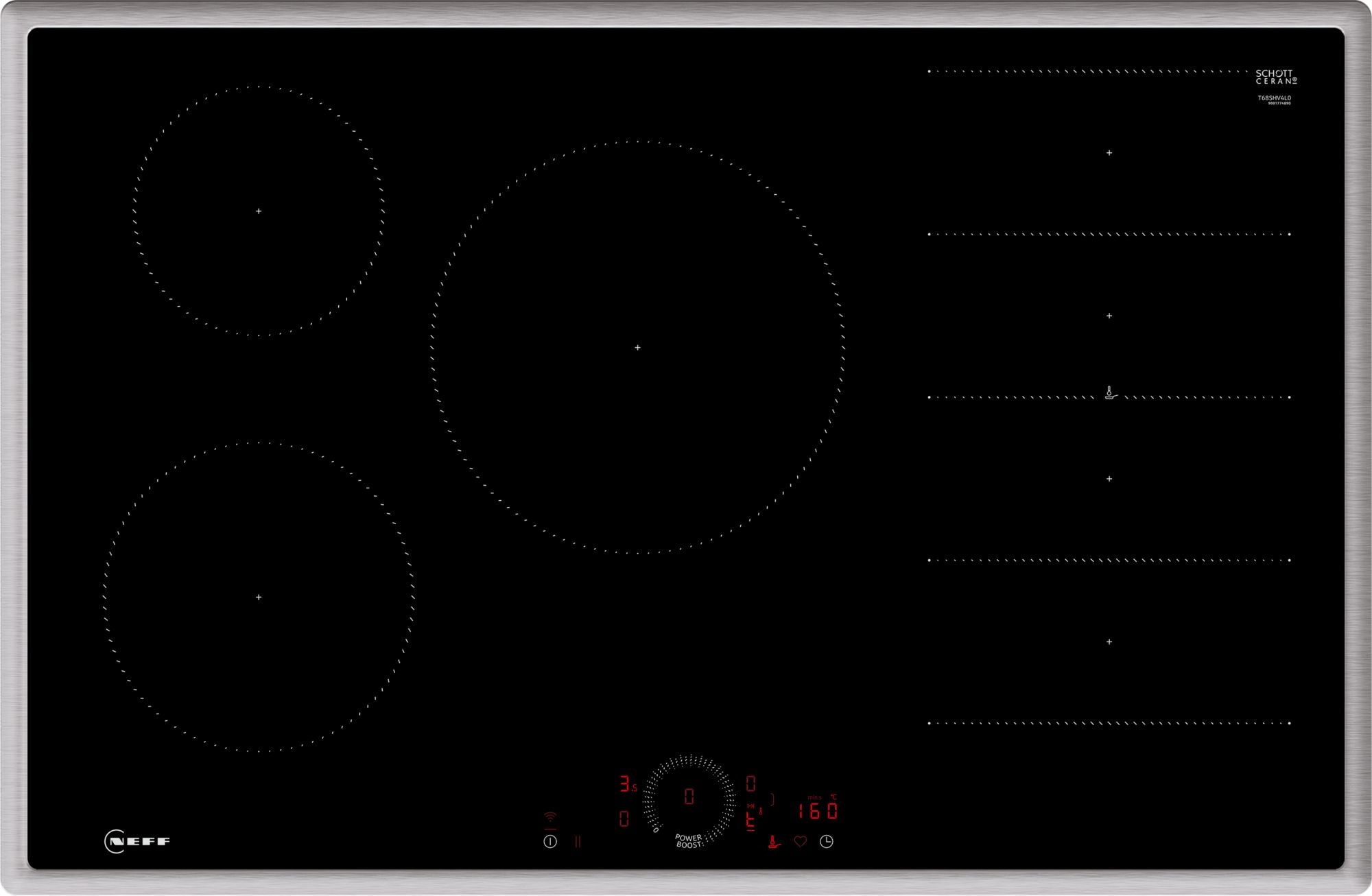 Neff EB-Autark-Kochfeld FlexInduction T68SHV4L0 Sort Bordplade 80 cm Zone induktionskogeplade 5 zone(s)