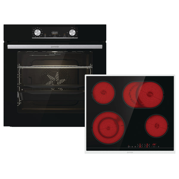Gorenje Essential Black Steam Set Ovn med komfur Til indbygning Keramisk kogeplade