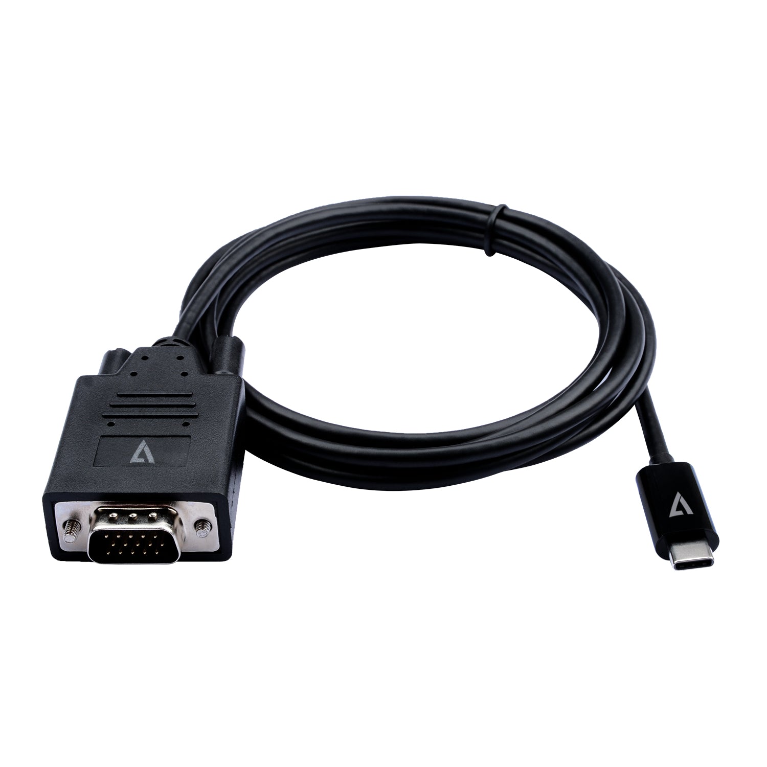 V7 Adapter 24 pin USB-C han -> 15 pin HD D-Sub (HD-15) han 2 m Sort