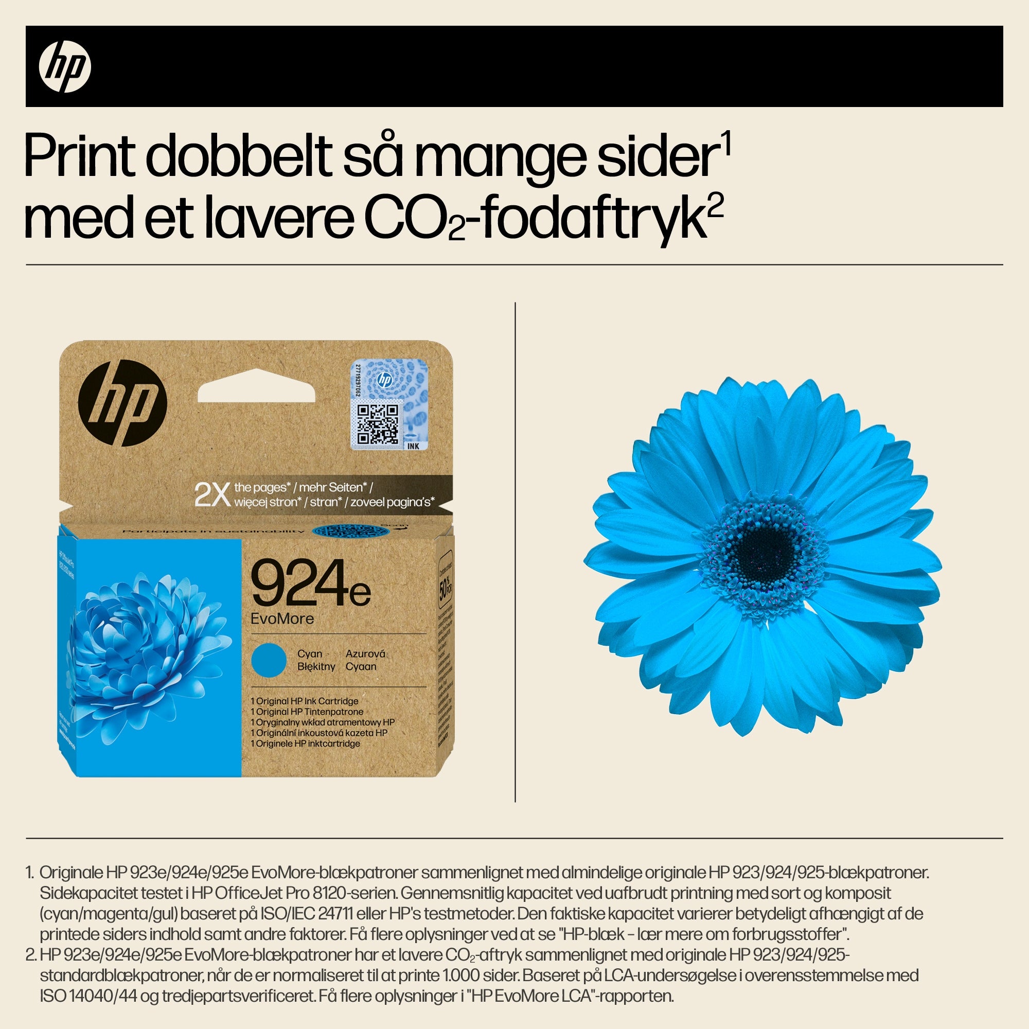 HP 924e EvoMore Cyan 800 sider Blæk 4K0U7NE