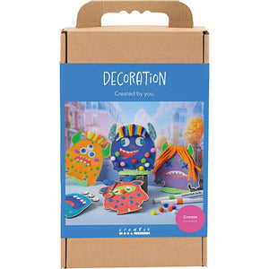 DIY Kit Dekoration, Monstre, colorful, glade farver, stærke farver, 1 pk.