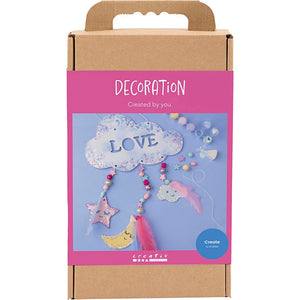 DIY Kit Dekoration, Sky, måne, stjerne, glitterfarver, pastelfarver, 1 pk.