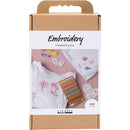 DIY Kit Broderi, t-shirt, hvid, 1 pk.