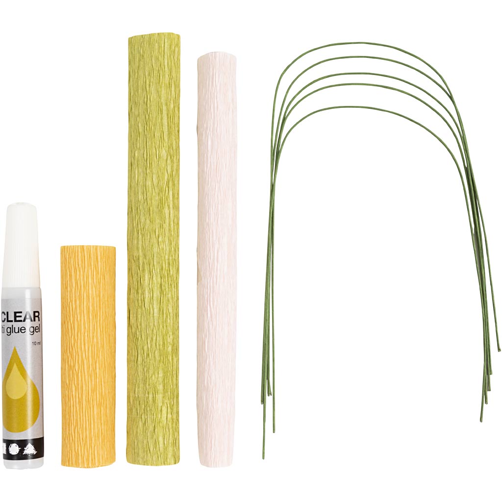 Mini DIY Kit Crepepapir, Kirsebærgren, Stræk/crepe: 180%, 1 pk.