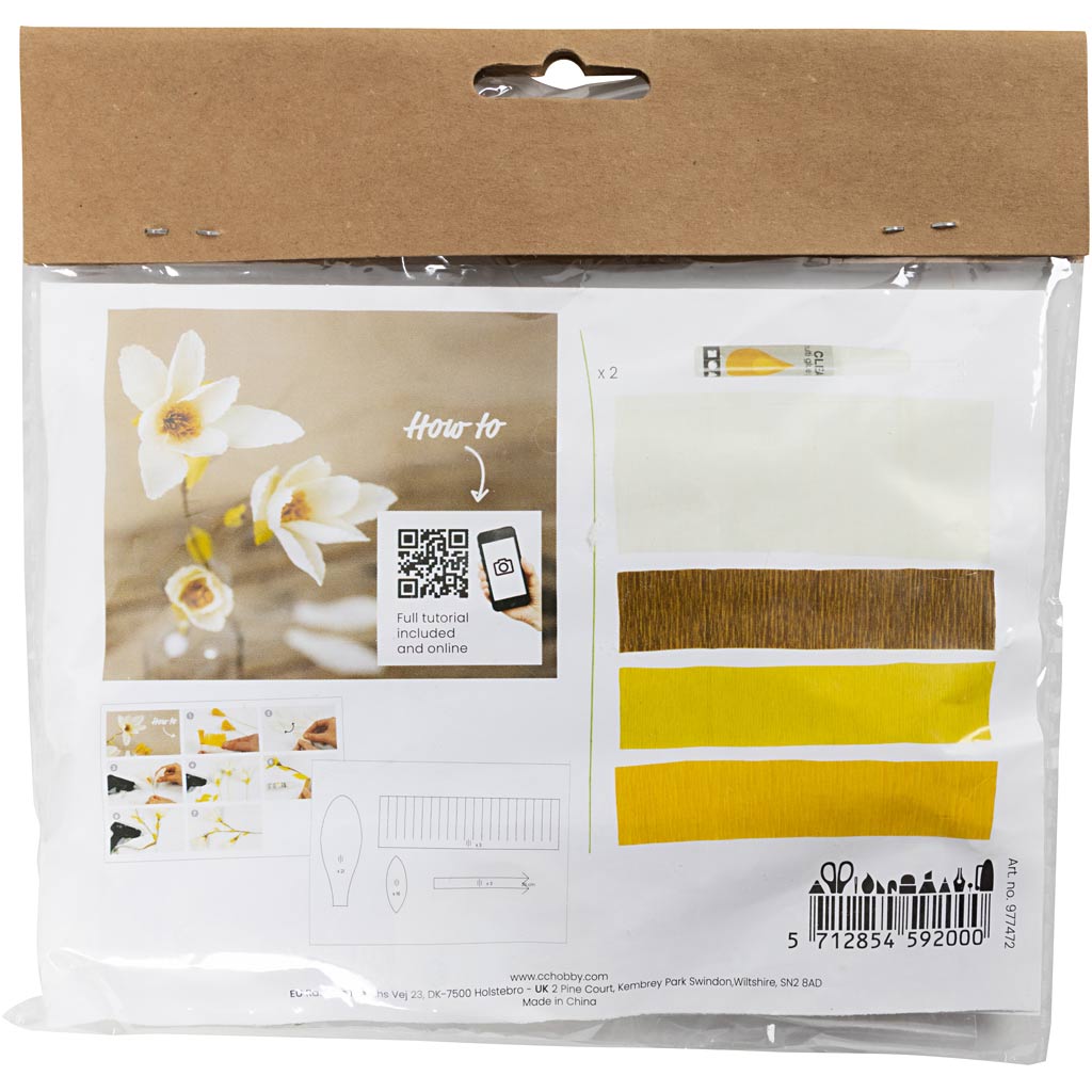 Mini DIY Kit Crepepapir, Magnoliagren, Stræk/crepe: 180%, 1 pk.
