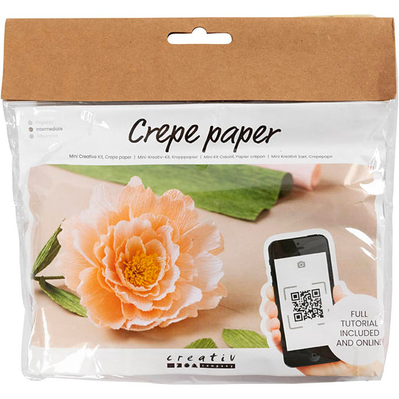 Mini DIY Kit Crepepapir, Pæon, Stræk/crepe: 180%, 105 g, 1 pk.