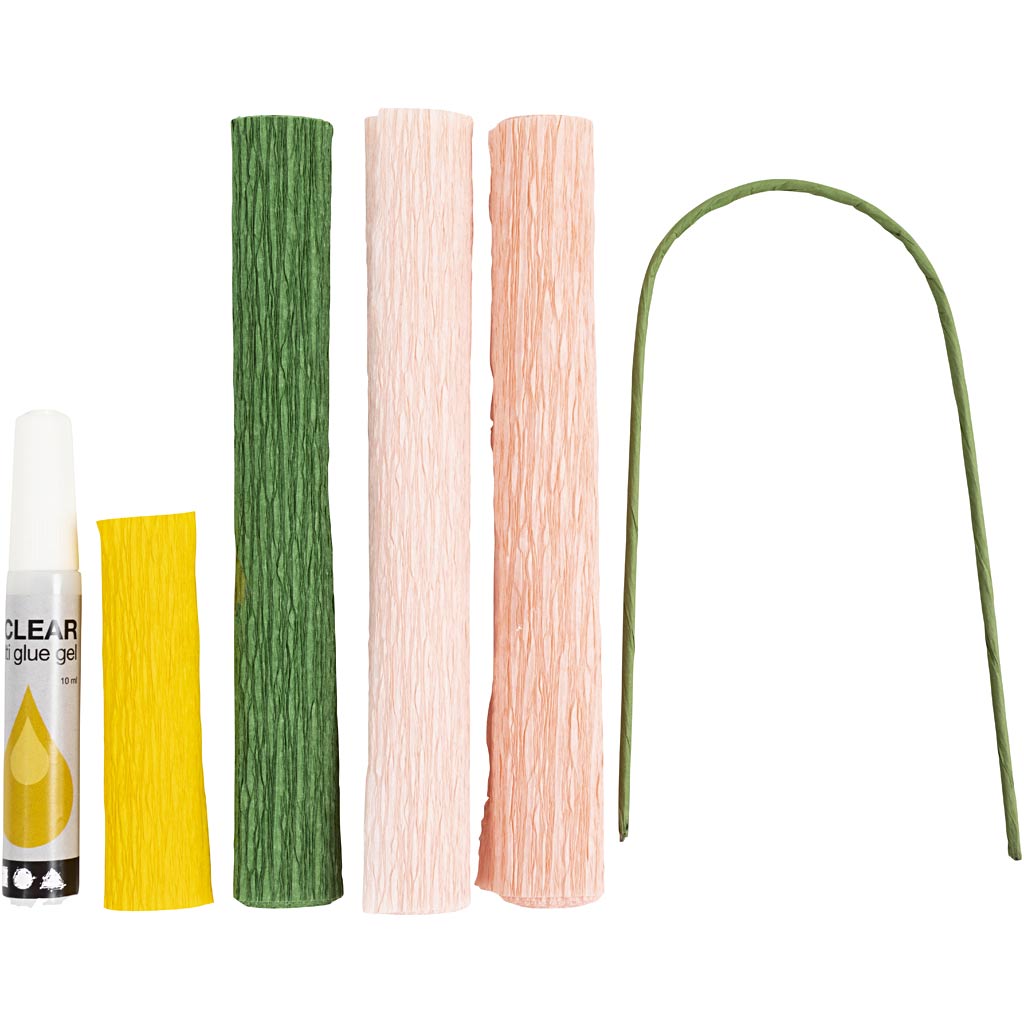 Mini DIY Kit Crepepapir, Pæon, Stræk/crepe: 180%, 105 g, 1 pk.