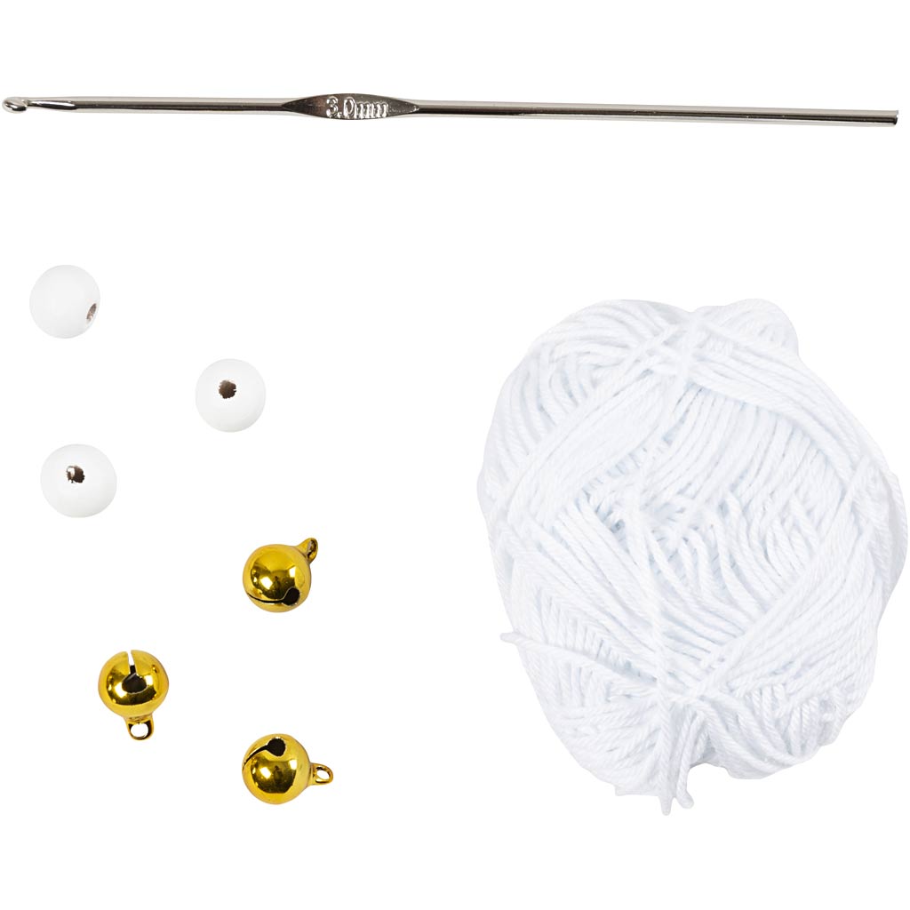 Mini DIY Kit Hækling, Snefnug, hvid, 1 pk.