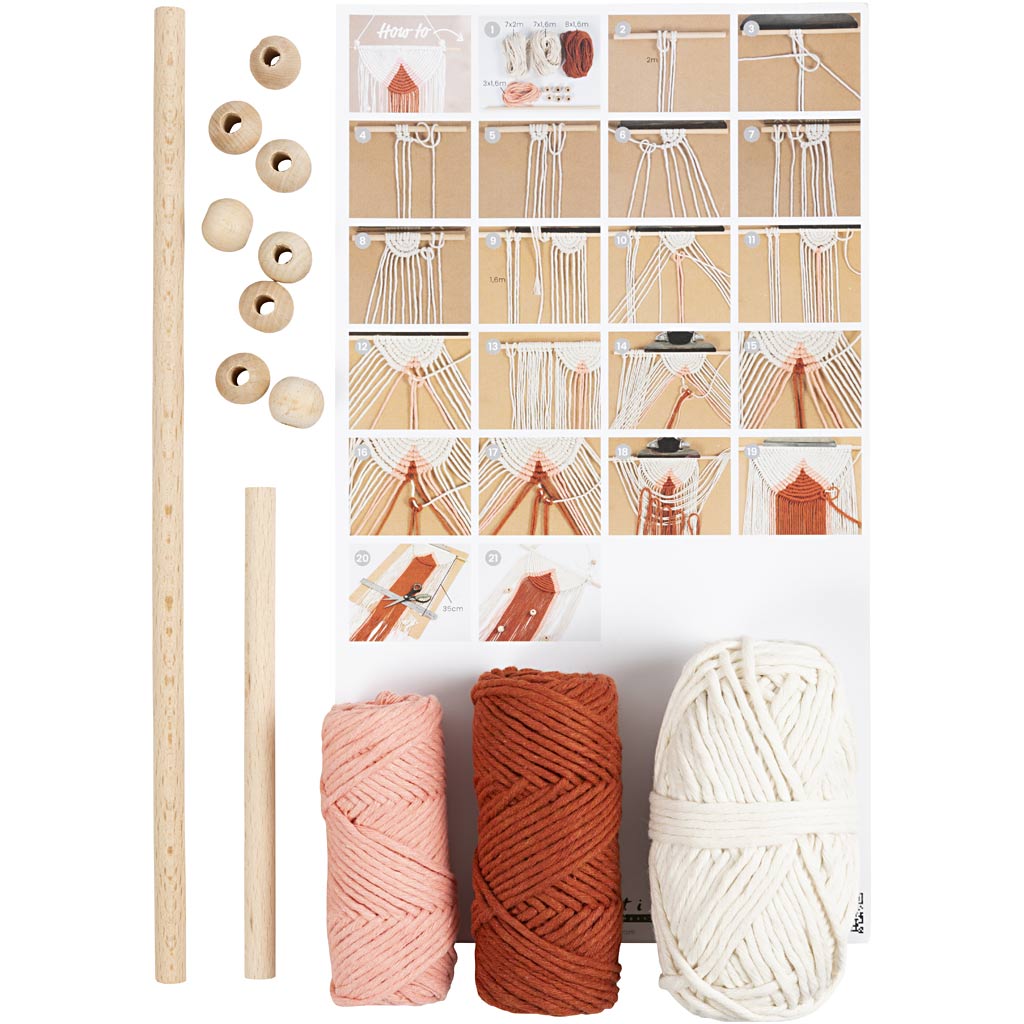DIY Kit Macramé, Vægdekoration, 1 pk.