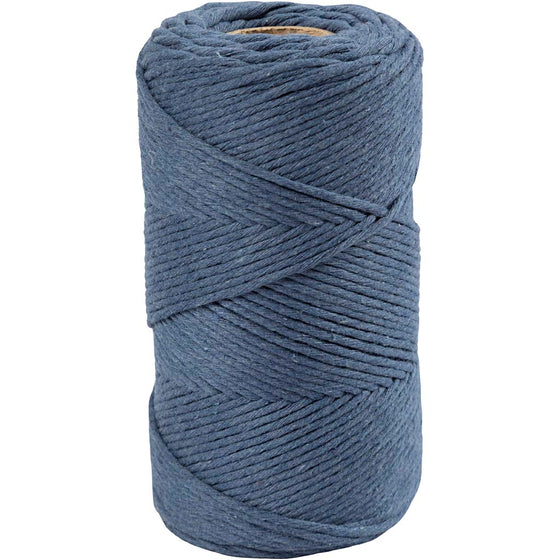Macramé Snor, L: 198 m, diam. 2 mm, blå, 330 g/ 1 rl.
