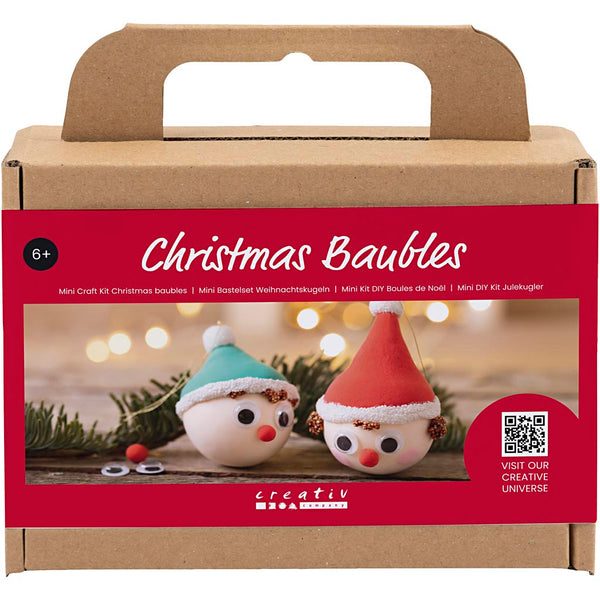 Mini DIY Kit Julekugler, Rød og grøn nisse, 1 pk.