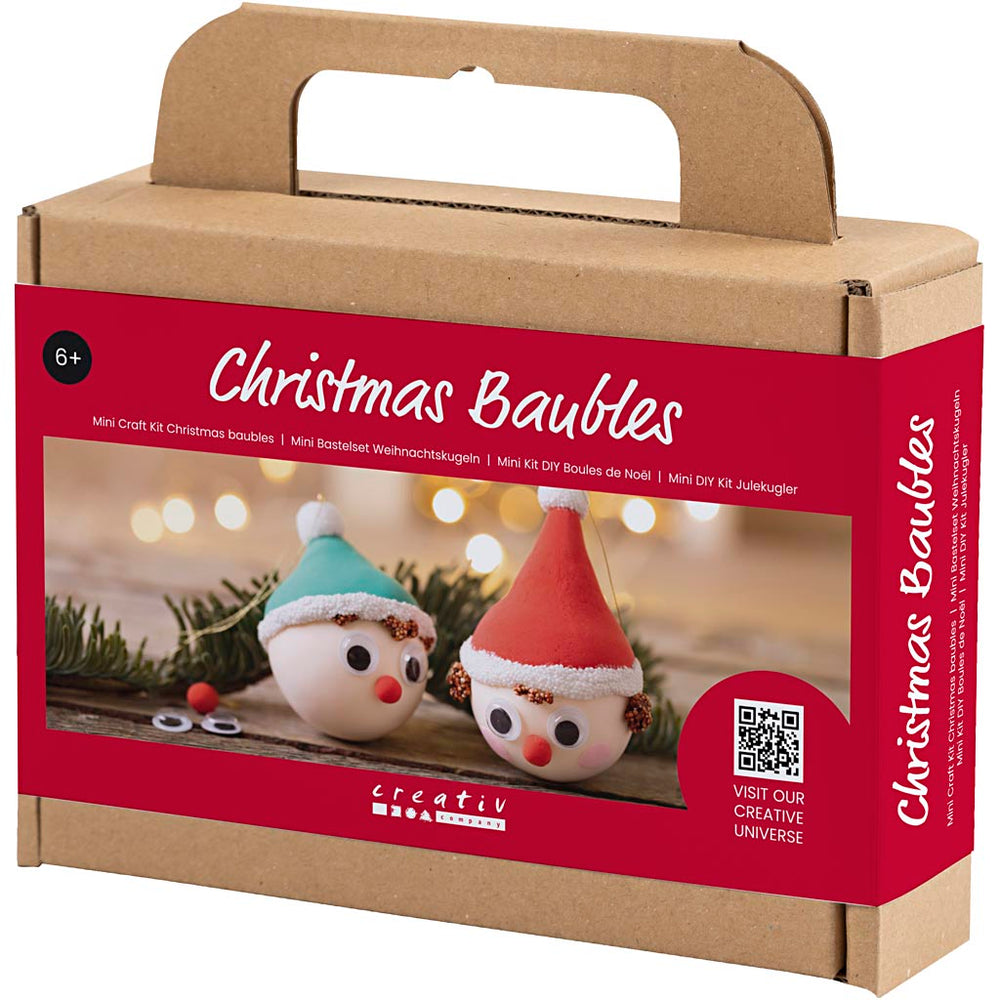 Mini DIY Kit Julekugler, Rød og grøn nisse, 1 pk.