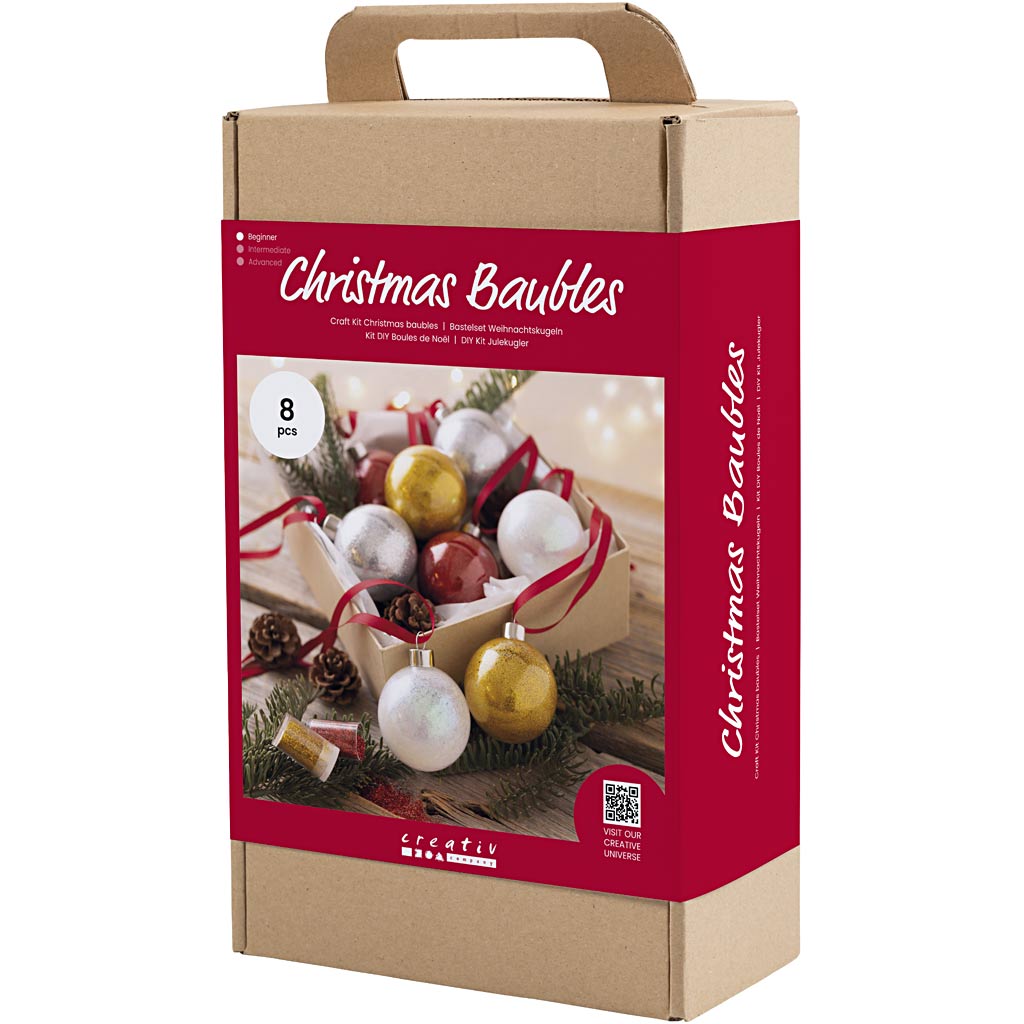 DIY Kit Julekugler, Glitter, 1 pk.