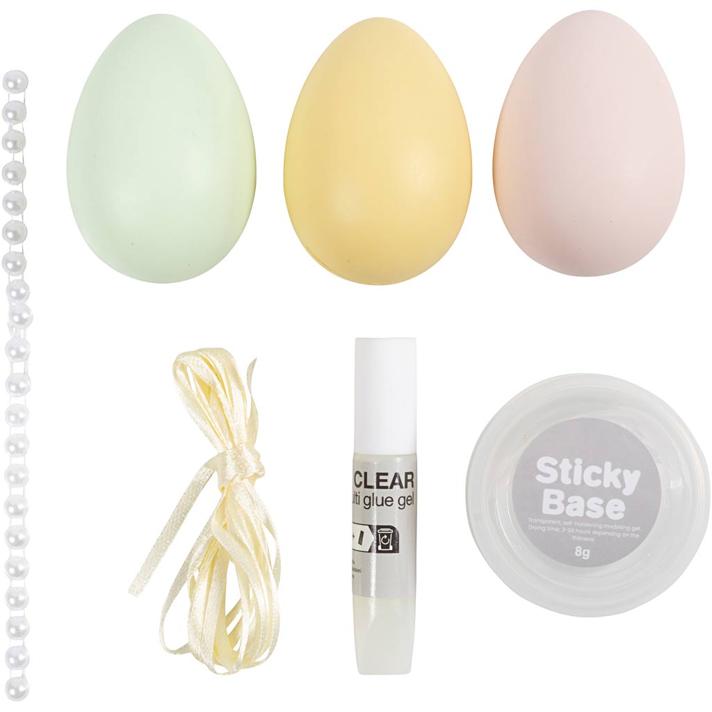 Mini DIY Kit Dekoration, Æg, pastelfarver, 1 pk.