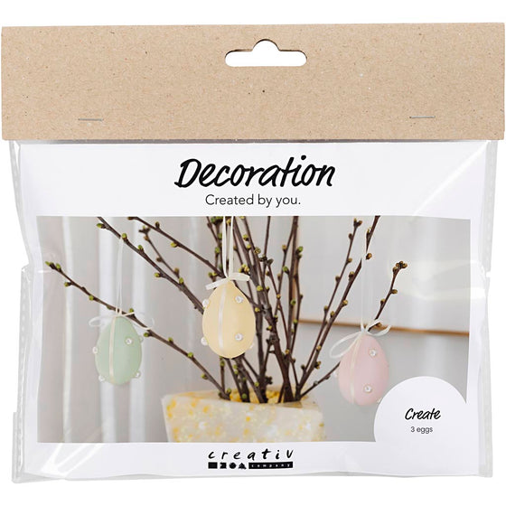 Mini DIY Kit Dekoration, Æg, pastelfarver, 1 pk.
