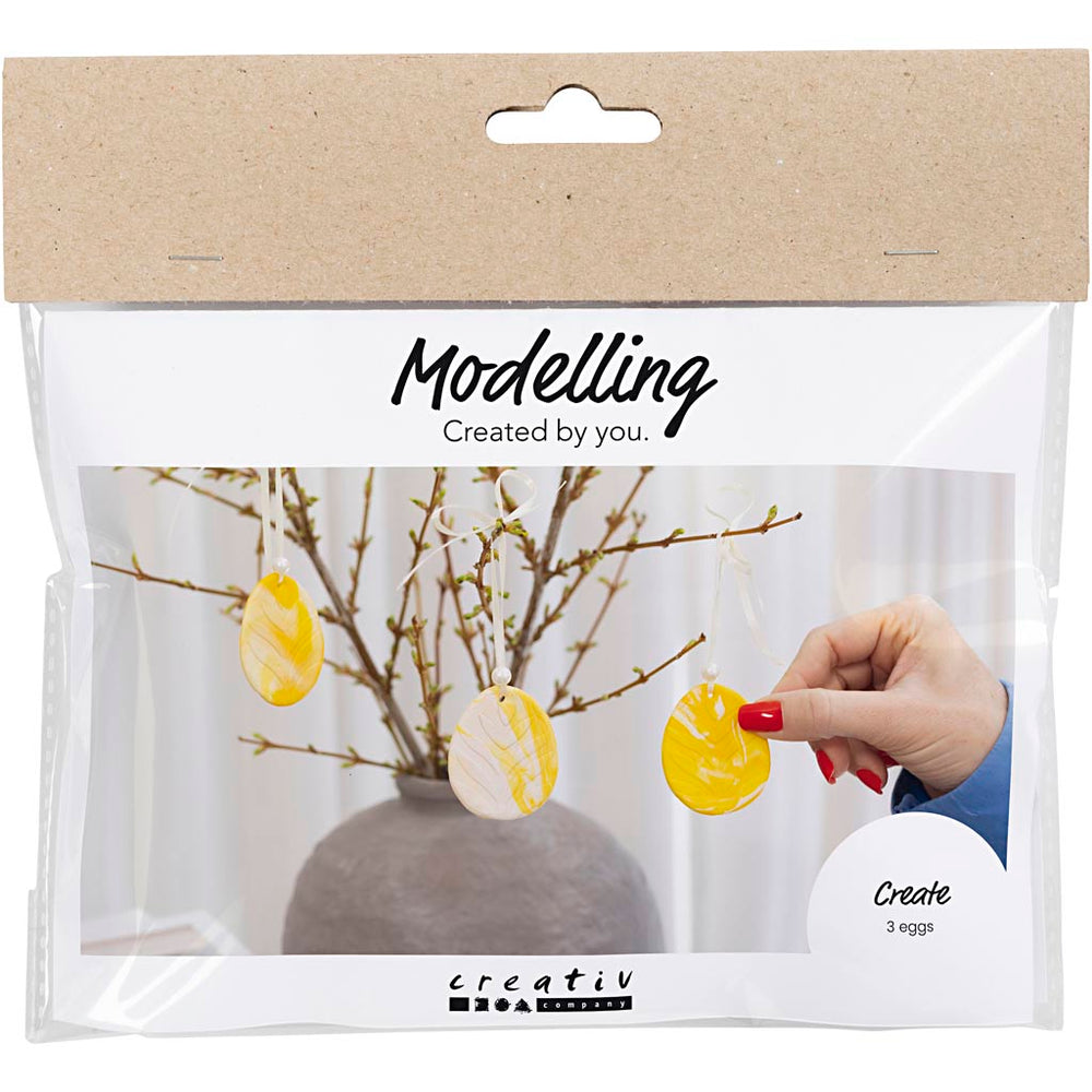 Mini DIY Kit Modellering, Æg, lys gul, pastelfarver, 1 pk.