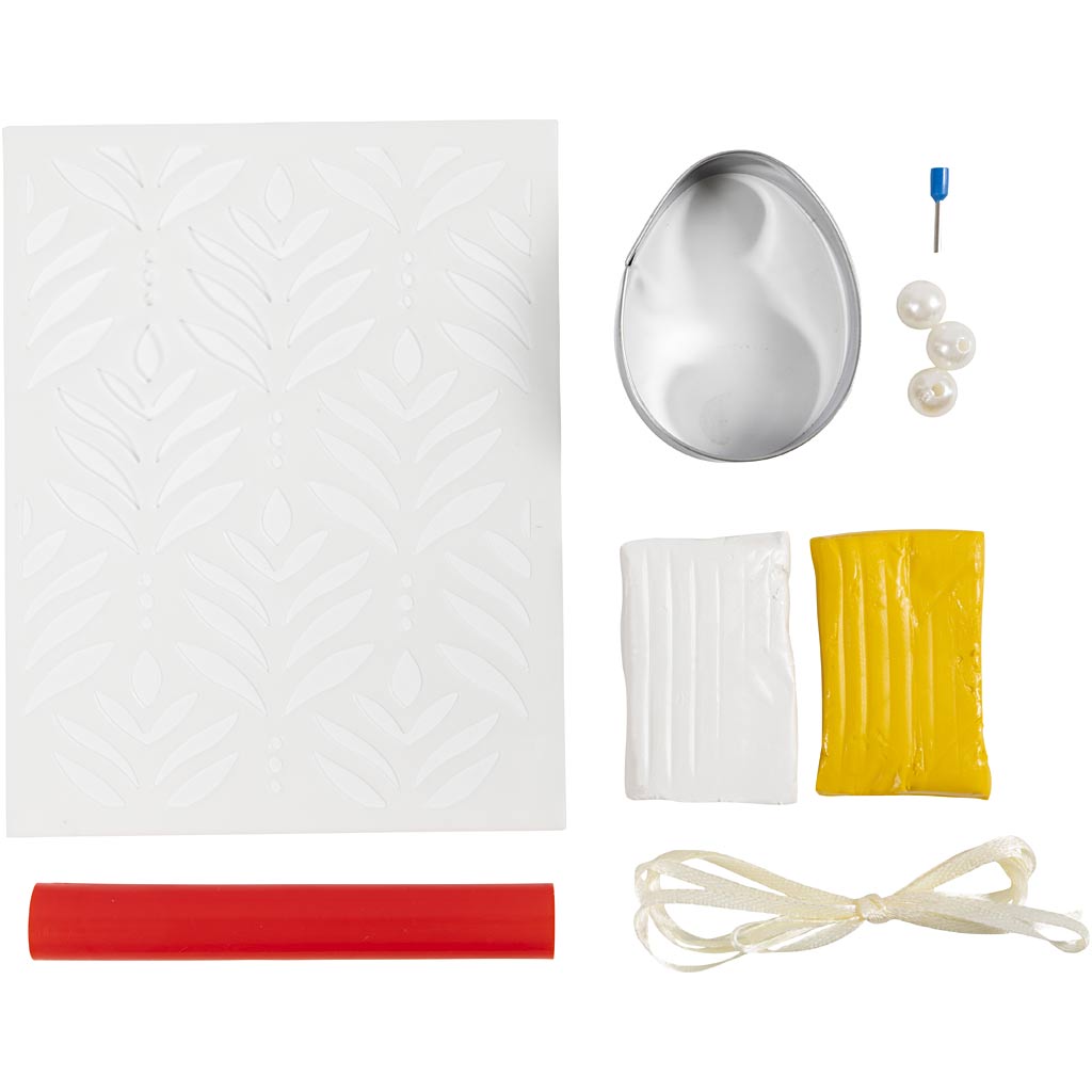 Mini DIY Kit Modellering, Æg, lys gul, pastelfarver, 1 pk.