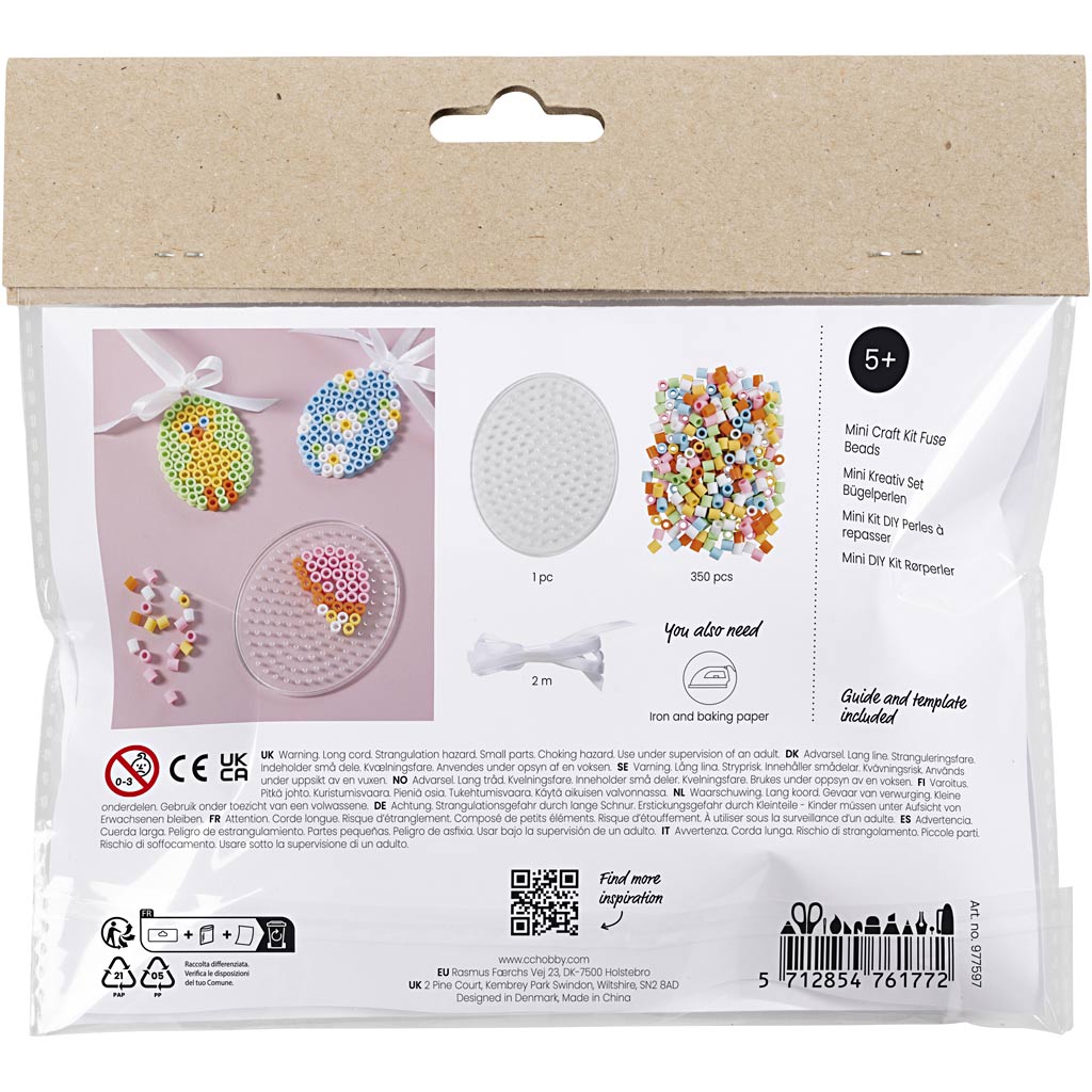Mini DIY Kit Rørperler, Æg, ass. farver, 1 pk.