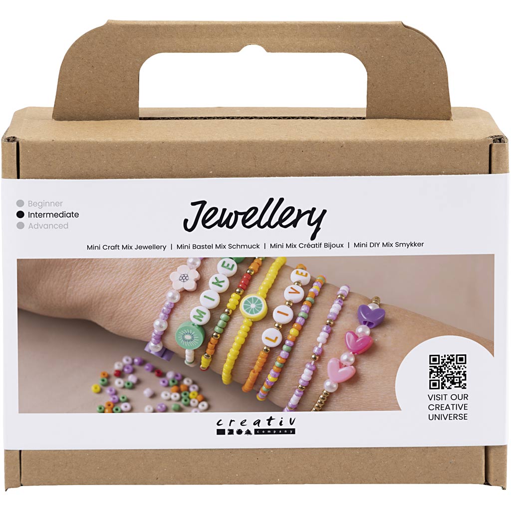 Mini DIY Mix Smykker, Farverige armbånd, 1 pk.