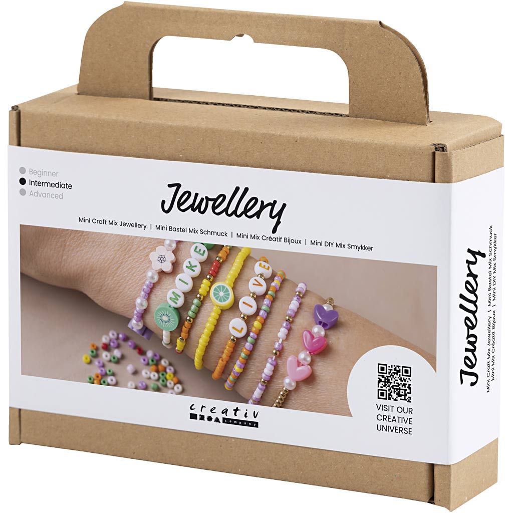 Mini DIY Mix Smykker, Farverige armbånd, 1 pk.