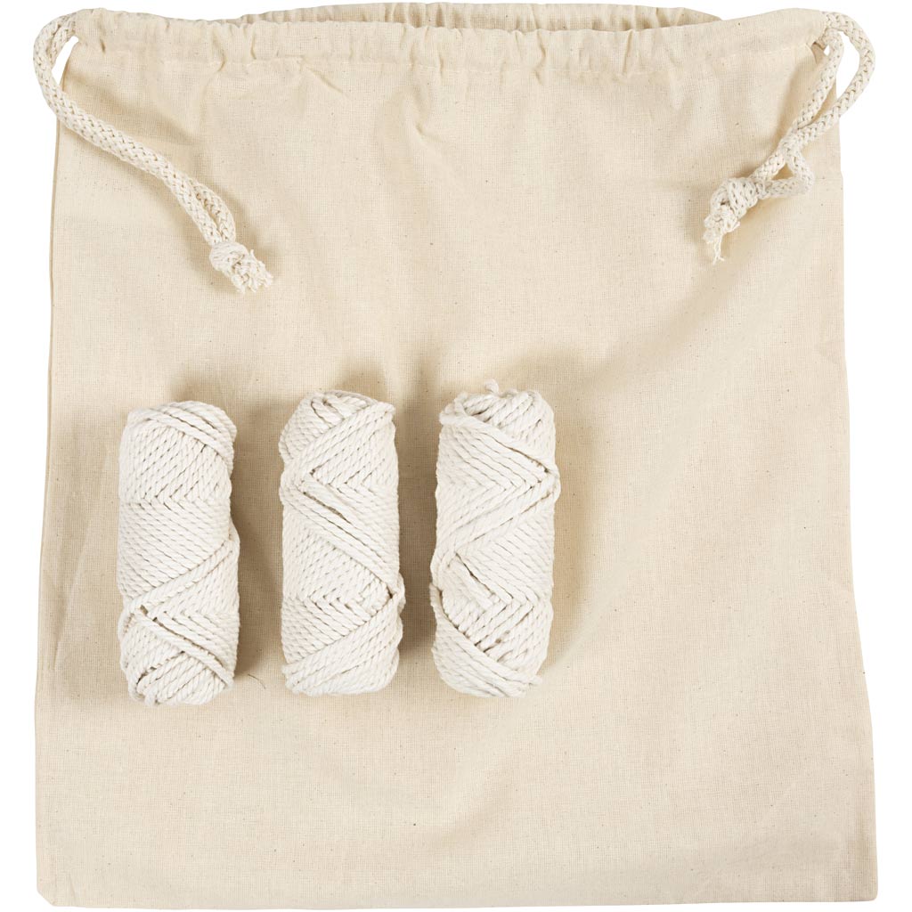 DIY Kit Macramé, Taske, hvid, 1 pk.