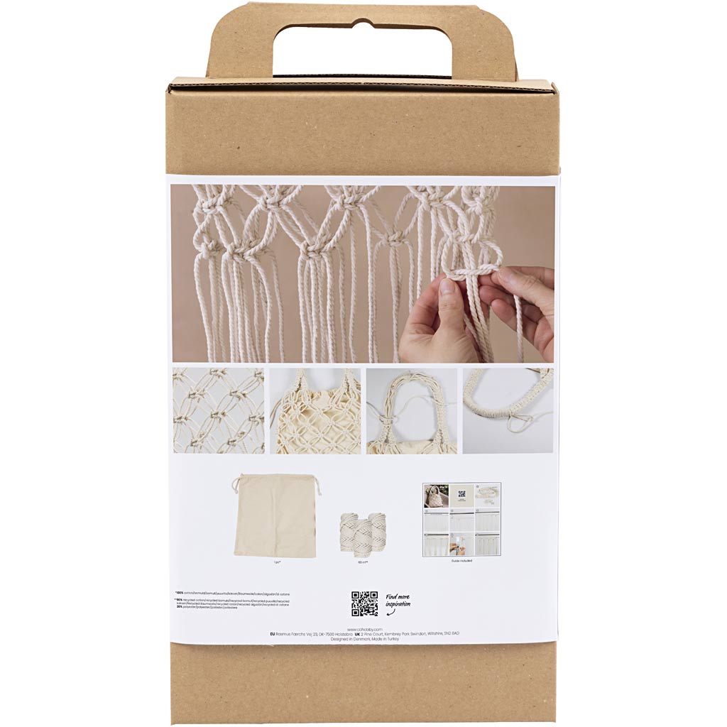 DIY Kit Macramé, Taske, hvid, 1 pk.