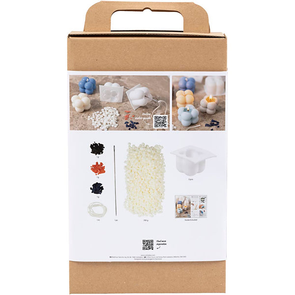 DIY Kit Lysstøbning, Bubble soyalys, varm beige, lys blå, creme, 1 pk.