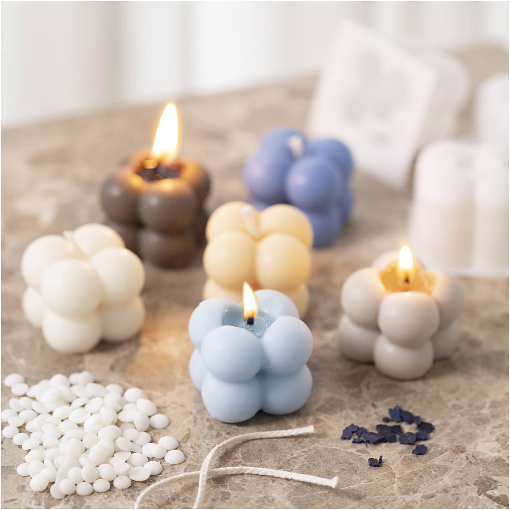 DIY Kit til Bubble Soyalys - 6 Lys i 3 Farver