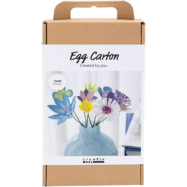 DIY Kit Æggebakke blomster, pastelfarver, 1 pk.