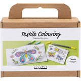 Mini DIY Kit Tekstilfarvelægning, Sommerfugl, pastelfarver, 1 pk.