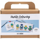 Mini DIY Kit Tekstilfarvelægning, Robot, primærfarver, 1 pk.