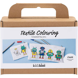 Mini DIY Kit Tekstilfarvelægning, Robot, primærfarver, 1 pk.