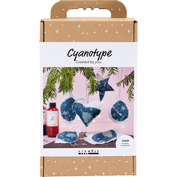DIY Kit Cyanotypi, Julepynt, blå, sølv, 1 pk.