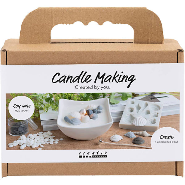Mini DIY Kit Lysstøbning, Strandskaller, grå, off white, 1 pk.
