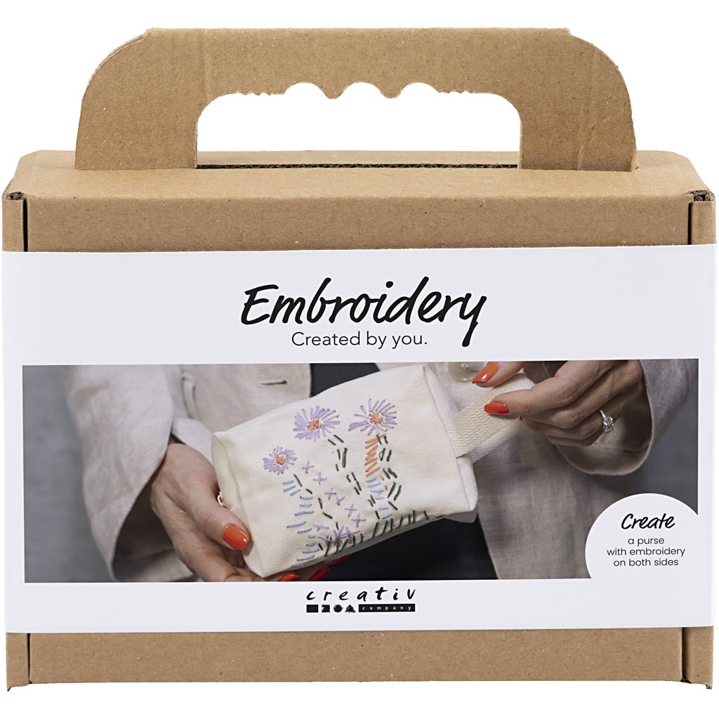 Mini DIY Kit Broderi, Makeup-taske, creme, 1 pk.