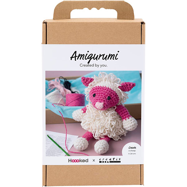 DIY Kit Amigurumi, Får, pink, off white, 1 pk.