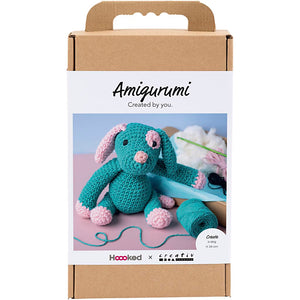 DIY Kit Amigurumi, Hundehvalp, pastelpink, mørk turkis, 1 pk.