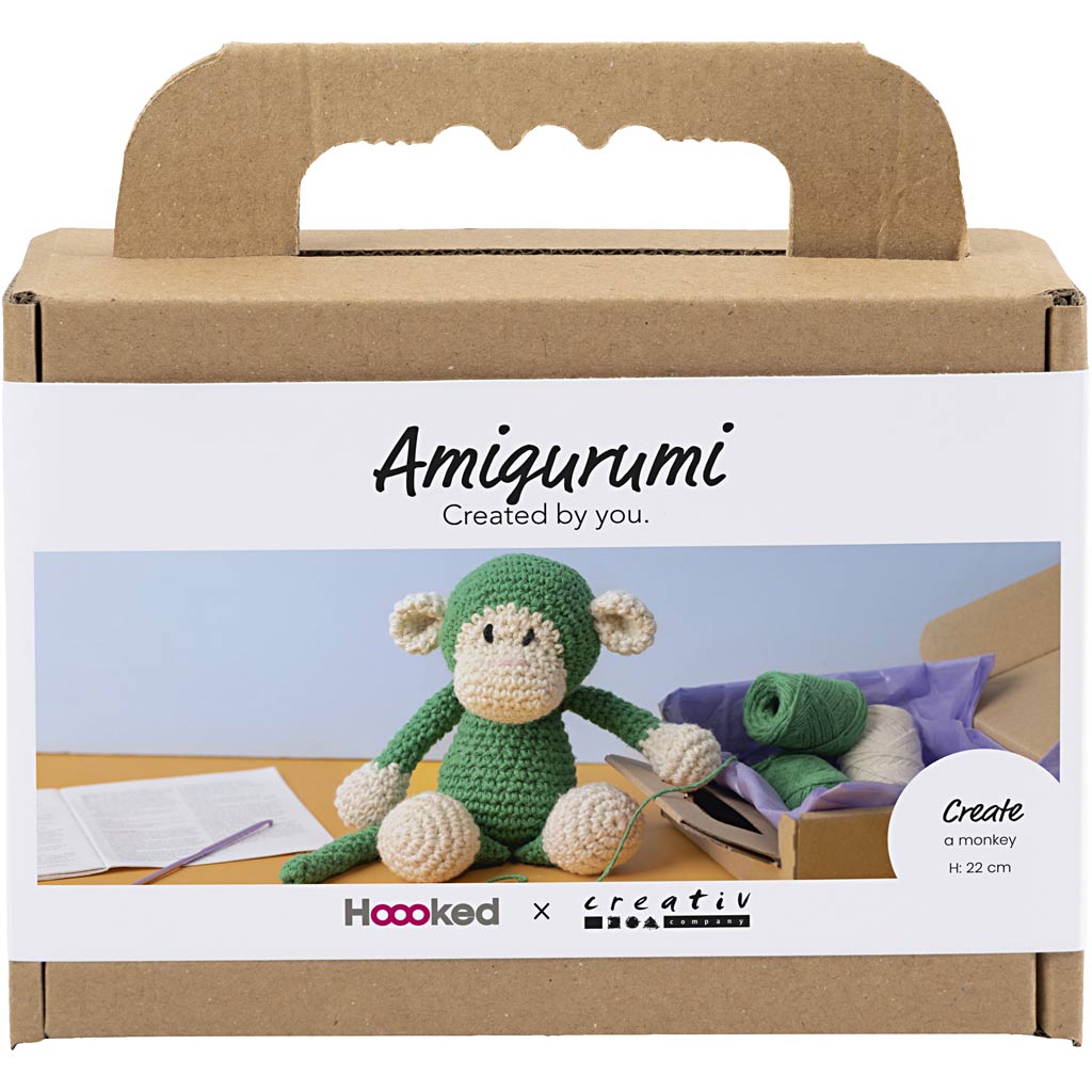 DIY Kit Amigurumi, Abe, grøn, off white, 1 pk.
