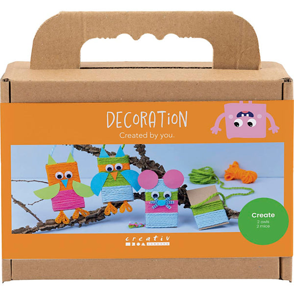 Mini DIY Kit Dekoration, Mus og ugler, ass. farver, 1 pk.