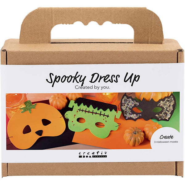 Mini DIY Kit Spooky Udklædning, Masker, halloweenfarver, 1 pk.