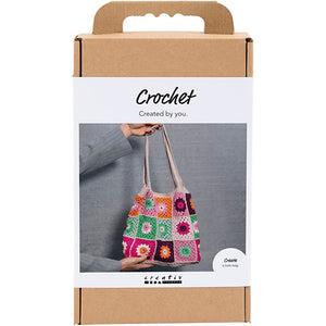 DIY Kit Hækle, Taske, colorful, crème, 1 pk.