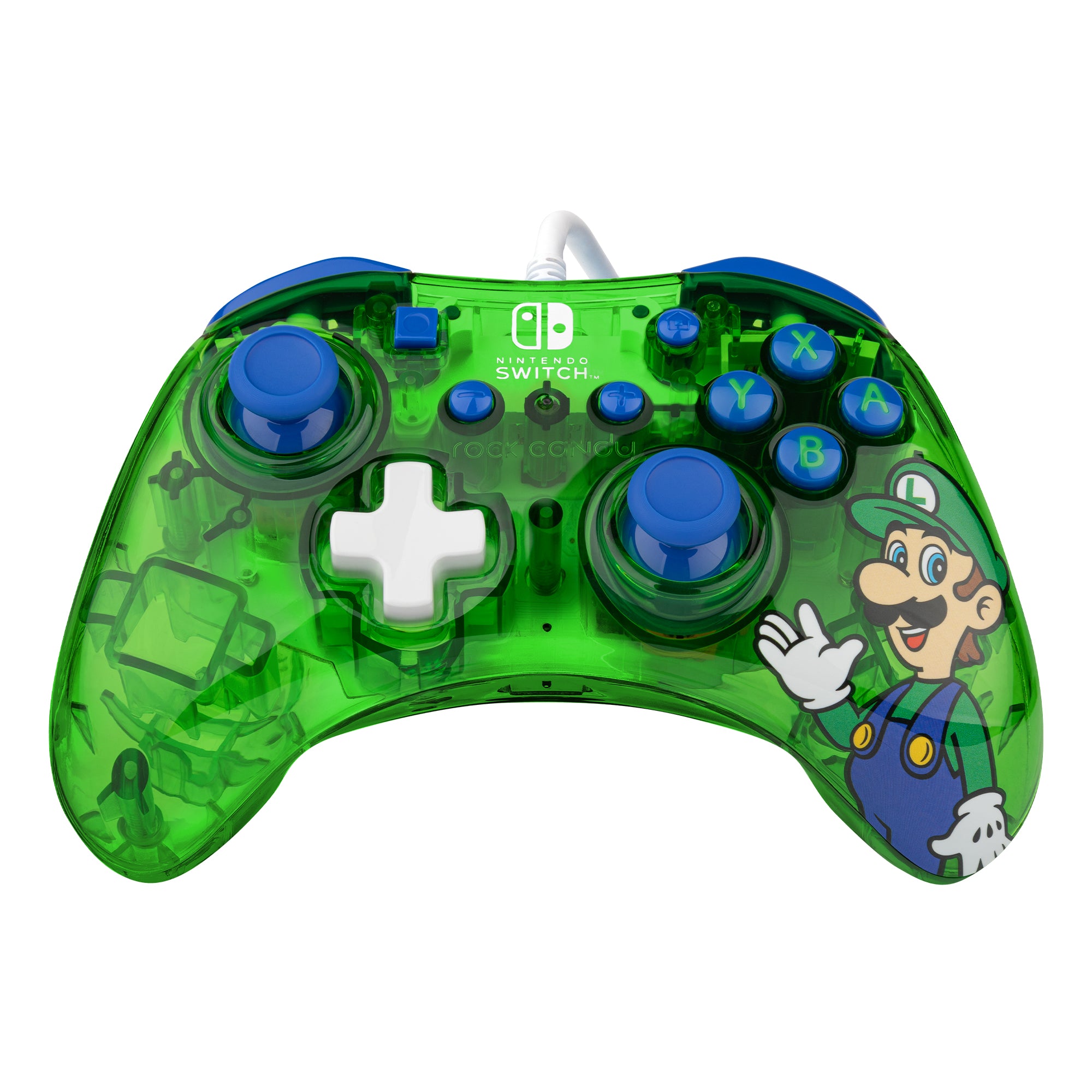 PDP Rock Candy  Luigi Lime Blå, Grøn, Gennemsigtig USB Gamepad Analog/digital Nintendo Switch, Nintendo Switch Lite, Nintendo Switch OLED