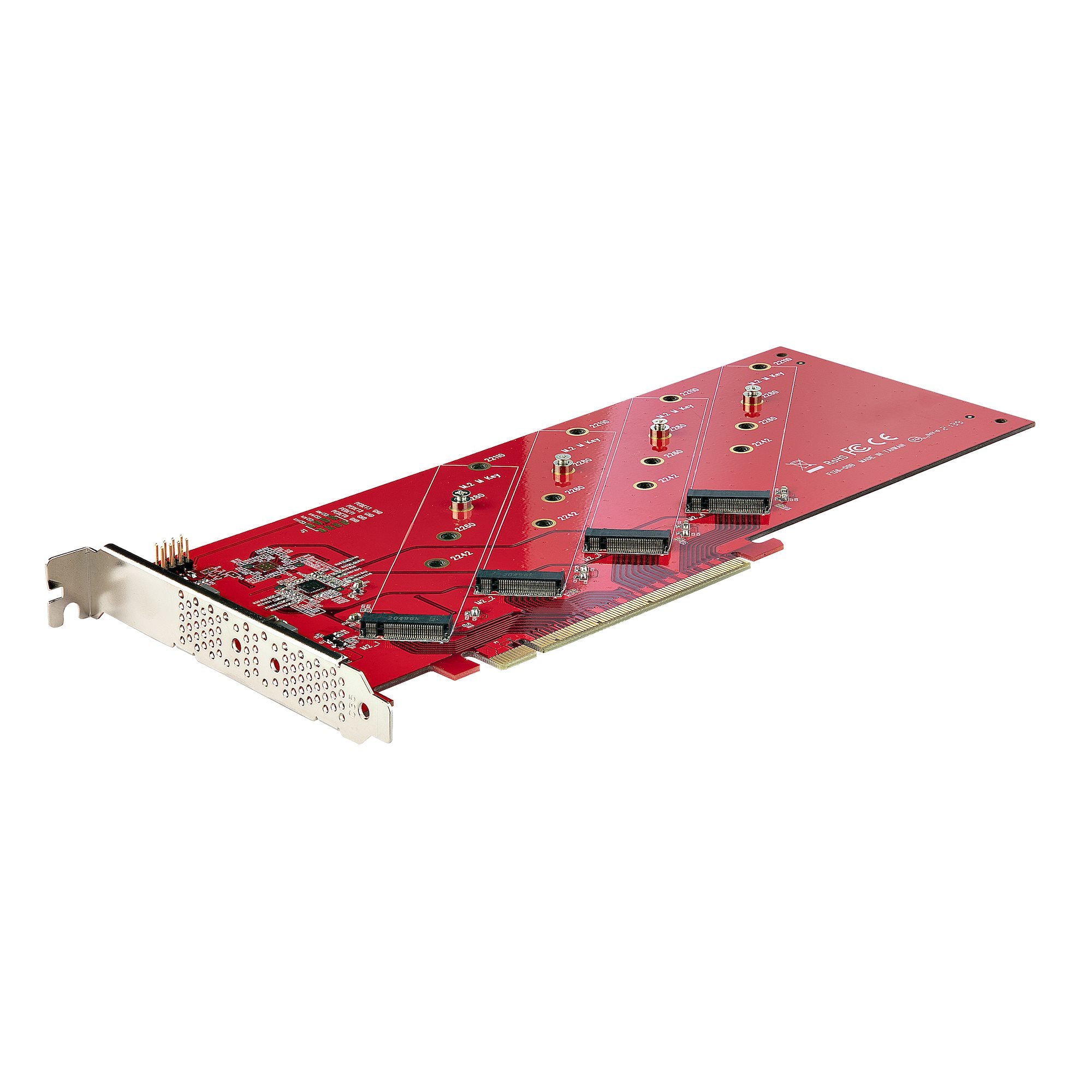 StarTech.com Quad M.2 PCIe Adapter Card, x16 Quad NVMe or AHCI M.2 SSD to PCI Express 4.0, Up to 7.8GBps/Drive, For 2242/2260/2280/22110mm PCIe M-Key M2 SSDs, Bifurcation Required - PC/Linux Compatible (QUAD-M2-PCIE-CARD-B) Interfaceadapter