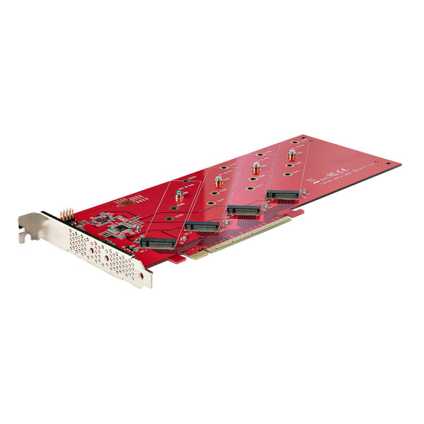 StarTech.com Quad M.2 PCIe Adapter Card, x16 Quad NVMe or AHCI M.2 SSD to PCI Express 4.0, Up to 7.8GBps/Drive, For 2242/2260/2280/22110mm PCIe M-Key M2 SSDs, Bifurcation Required - PC/Linux Compatible (QUAD-M2-PCIE-CARD-B) Interfaceadapter