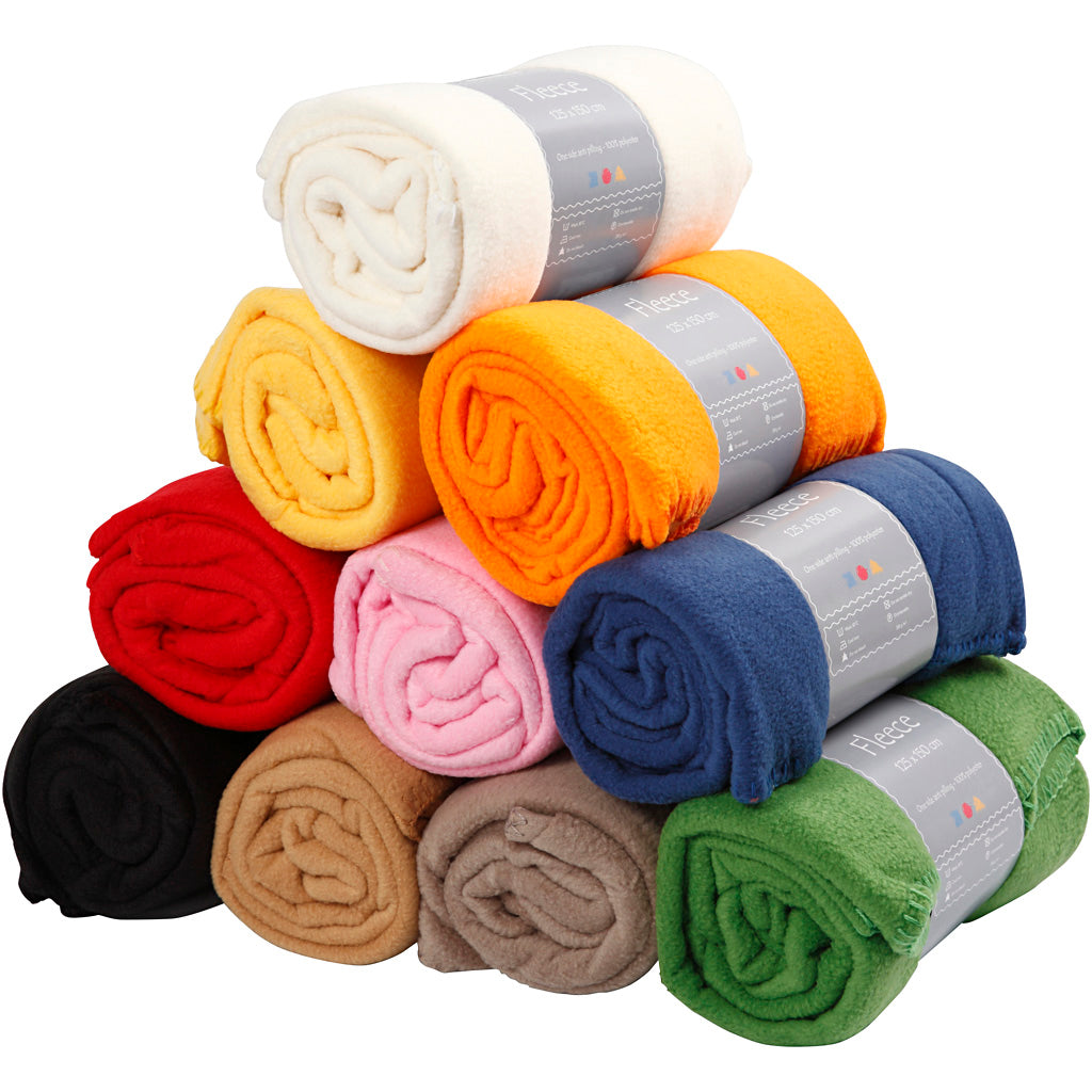 Fleece, L: 125 cm, B: 150 cm, ass. farver, 10 stk./ 1 pk.