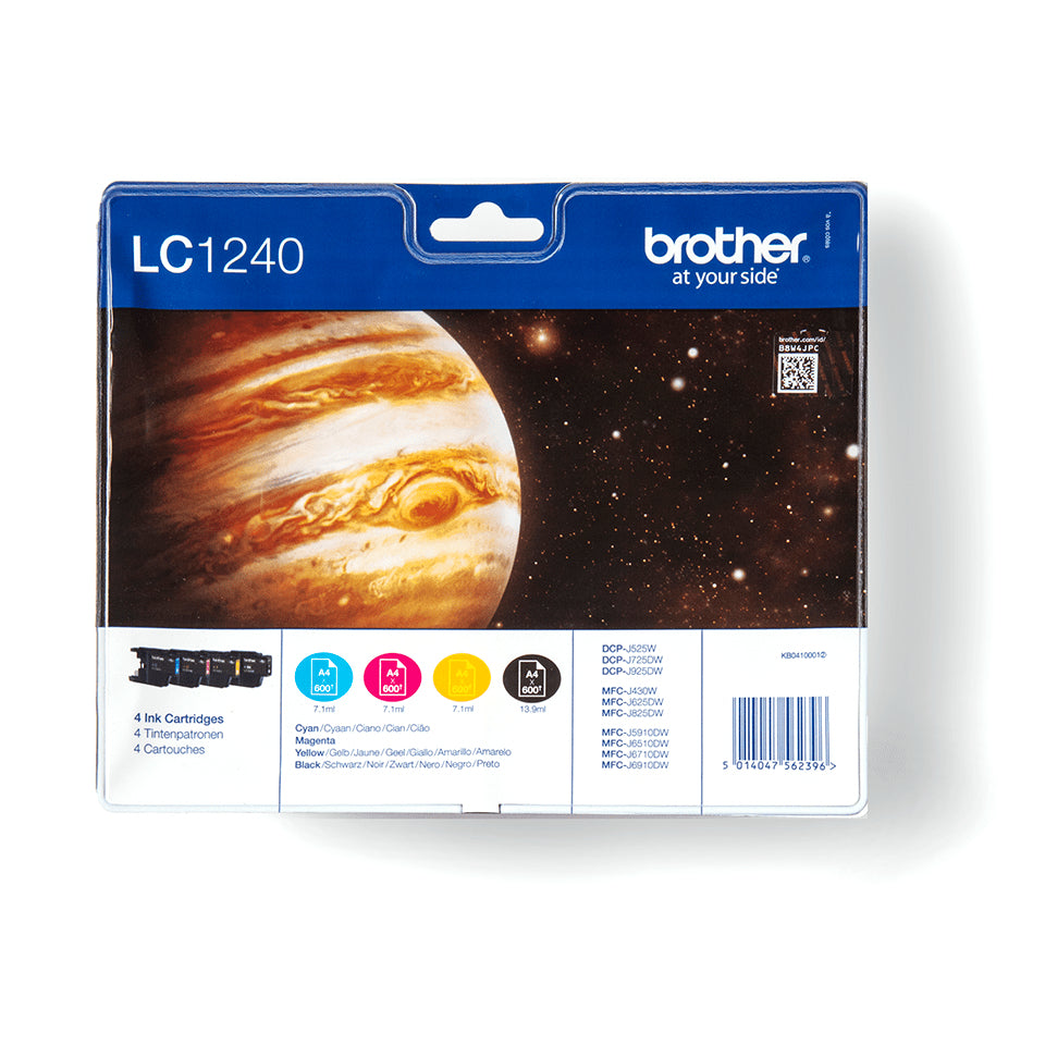 Brother LC 1240 Value-Pack Sort Gul Cyan Magenta 600 sider Blæk