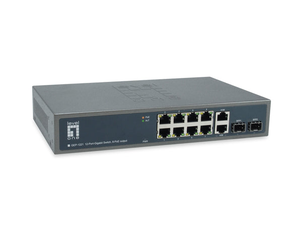 LevelOne GEP-1221 Switch 12-porte Gigabit  PoE+