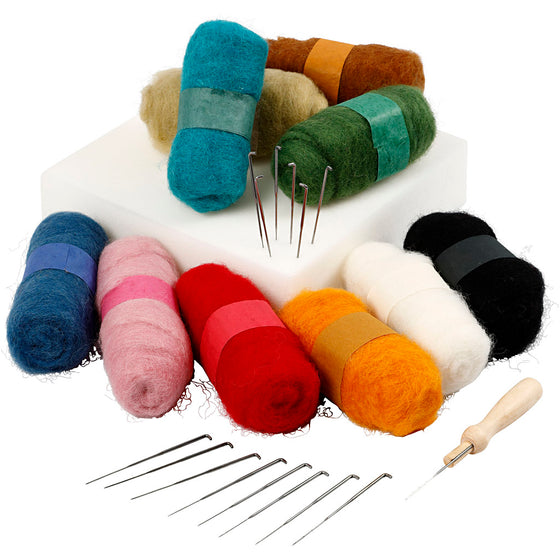 Gruppe DIY Kit Nålefiltning, ass. farver, 1 sæt