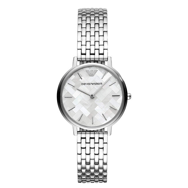Emporio Armani Mother Of Pearl skive sølv stål rem ur For Women Ar11112